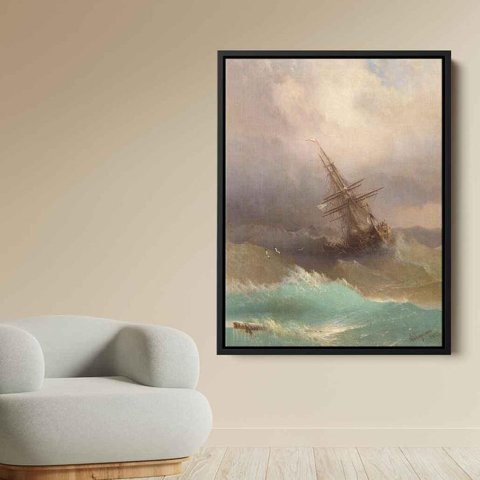 Ship in the Stormy Sea (1887) by Ivan Aivazovsky - Canvas Artwork