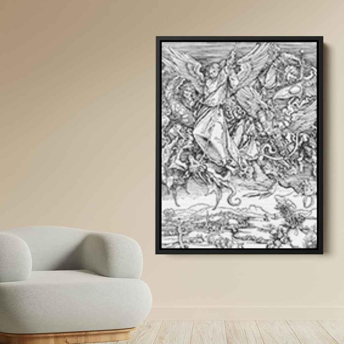 St Michael Fighting the Dragon (1498) by Albrecht Durer - Canvas Artwork