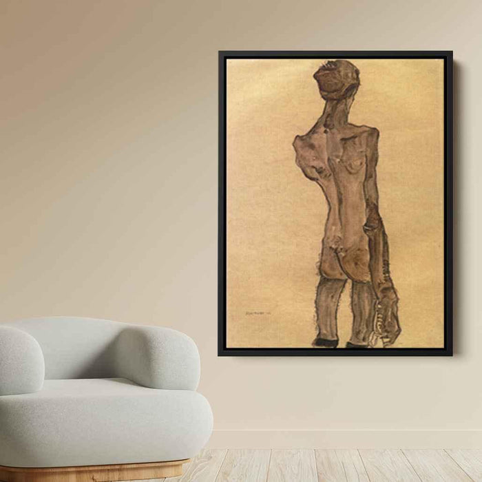 Standing Male Nude, Back View by Egon Schiele - Canvas Artwork