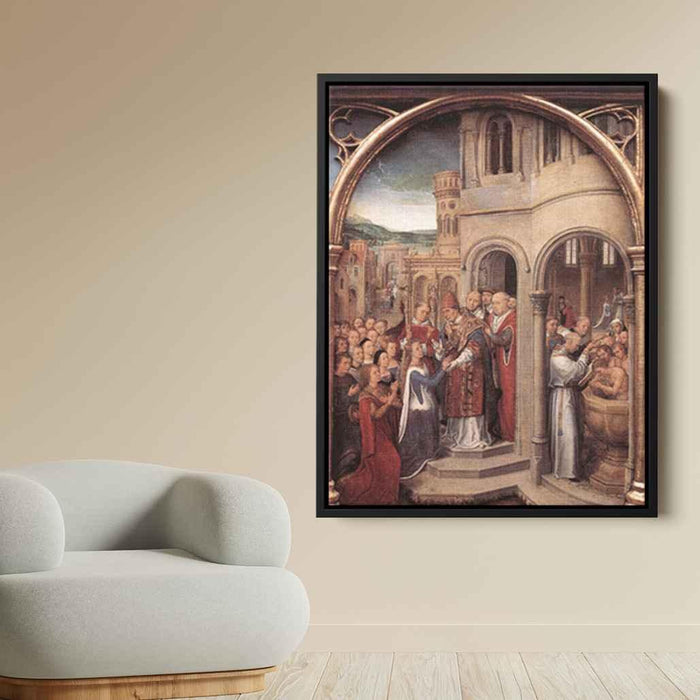 The arrival of St. Ursula and her companions in Rome to meet Pope Cyriacus, from the Reliquary of St. Ursula by Hans Memling - Canvas Artwork