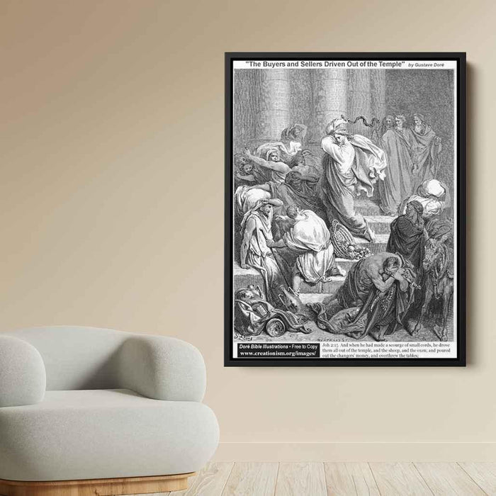 The Buyers And Sellers Driven Out Of Temple by Gustave Dore - Canvas Artwork