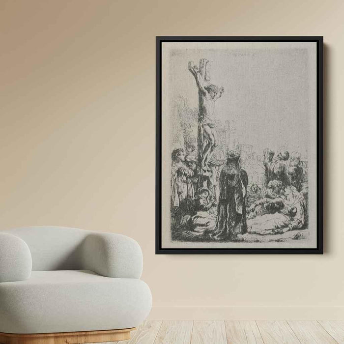 The Crucifixion a Square Small Plate (1634) by Rembrandt - Canvas Artwork