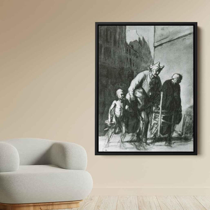 The Displacement of the Travelling Acrobats by Honore Daumier - Canvas Artwork