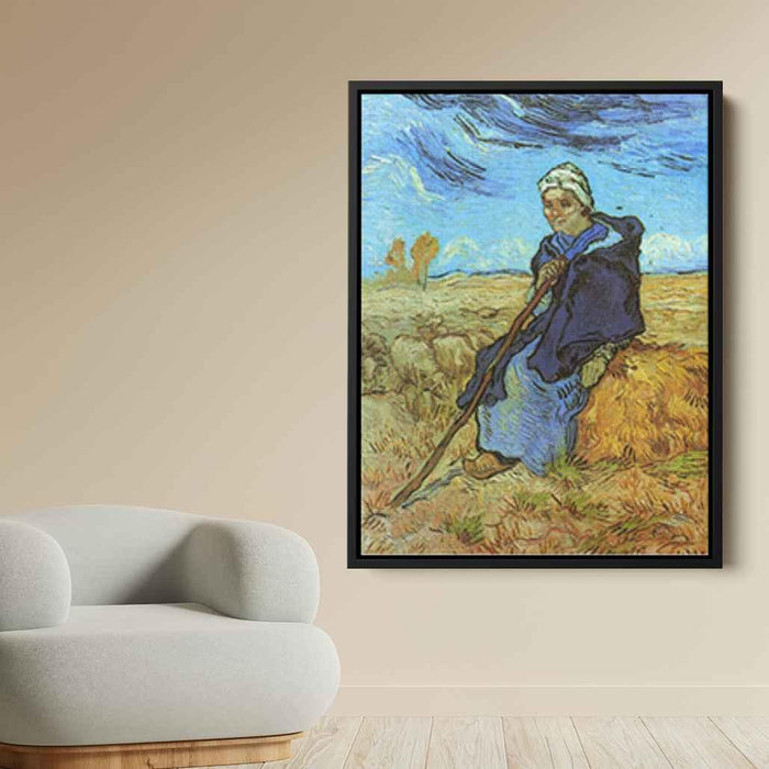 The Shepherdess (after Millet) (1889) by Vincent van Gogh - Canvas Artwork