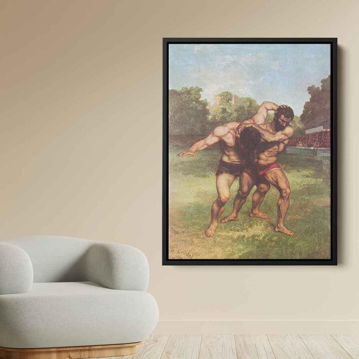 The Wrestlers (1853) by Gustave Courbet - Canvas Artwork