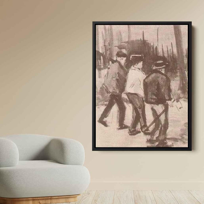 Three Woodcutters Walking (1884) by Vincent van Gogh - Canvas Artwork