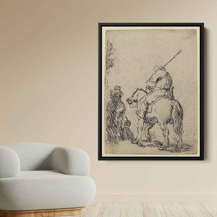 Turbaned soldier on horseback (1632) by Rembrandt - Canvas Artwork