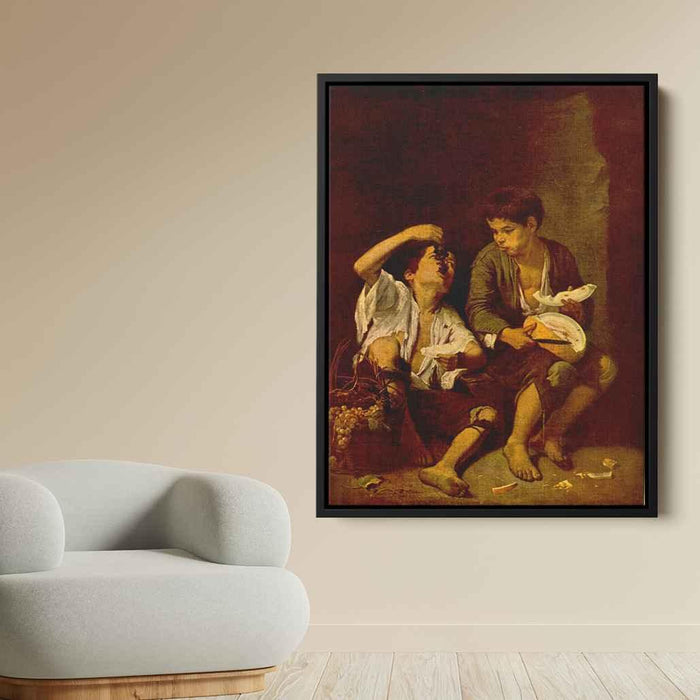 Two Boys Eating a Melon and Grapes (1646) by Bartolome Esteban Murillo - Canvas Artwork