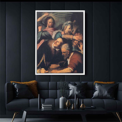 Christ Driving the Moneychangers from the Temple (1626) by Rembrandt - Canvas Artwork