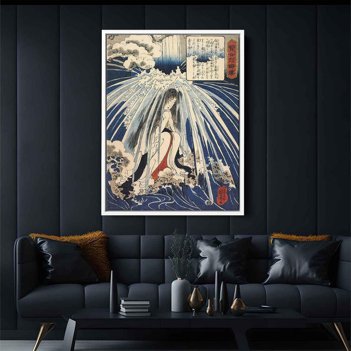 Hatsuhana doing penance under the Tonosawa waterfall by Utagawa Kuniyoshi - Canvas Artwork