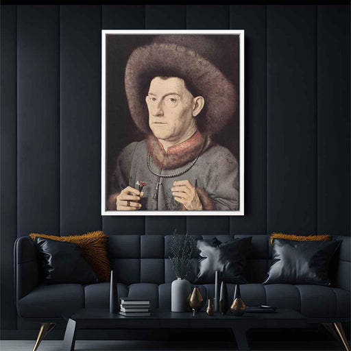 Portrait of a Man with Carnation (1435) by Jan van Eyck - Canvas Artwork