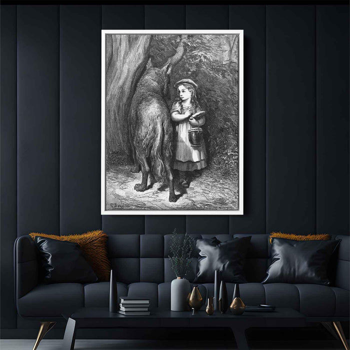 Red Riding Hood meets old Father Wolf by Gustave Dore - Canvas Artwork