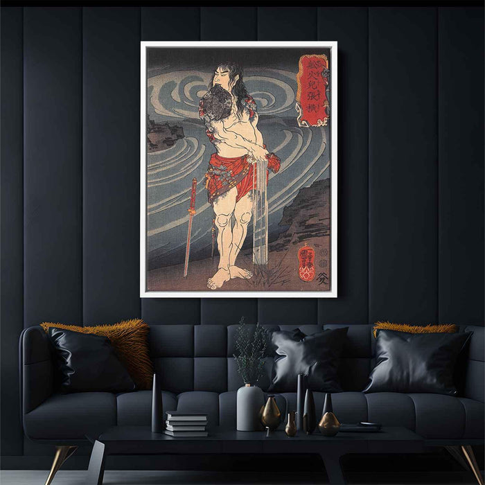 Senkaji Chao wringing out his loincloth by Utagawa Kuniyoshi - Canvas Artwork