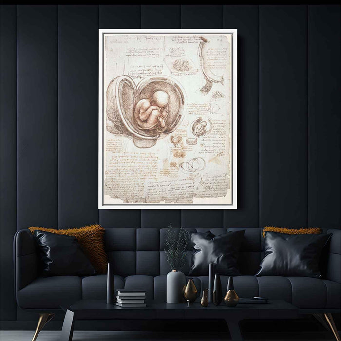 Studies of the foetus in the womb (1513) by Leonardo da Vinci - Canvas Artwork