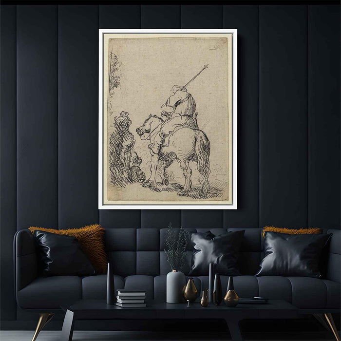 Turbaned soldier on horseback (1632) by Rembrandt - Canvas Artwork