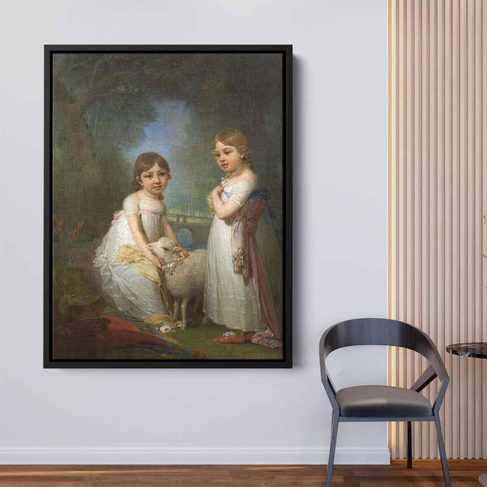 Children with a Lamb by Vladimir Borovikovsky - Canvas Artwork