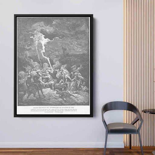 Elijah Destroys the Messengers of Ahaziah by Gustave Dore - Canvas Artwork