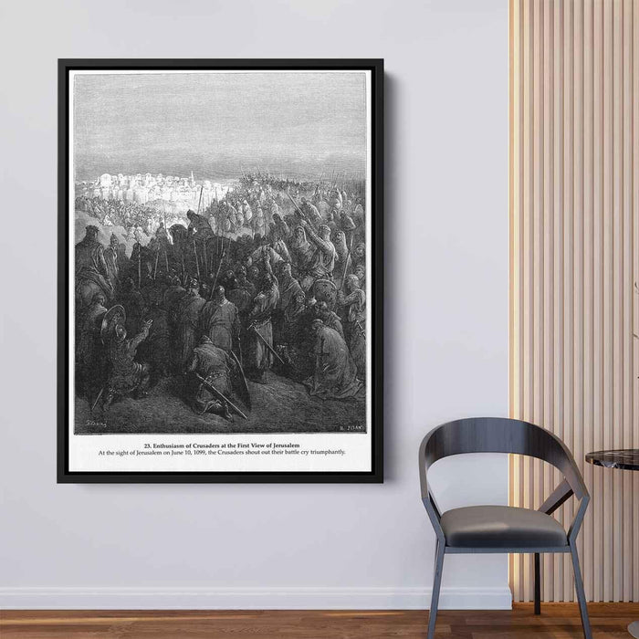 Enthusiasm of Crusaders at the First View of Jerusalem by Gustave Dore - Canvas Artwork