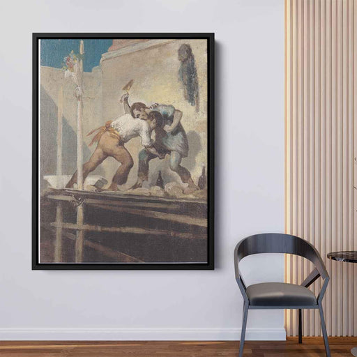 Fighting Bricklayer by Honore Daumier - Canvas Artwork