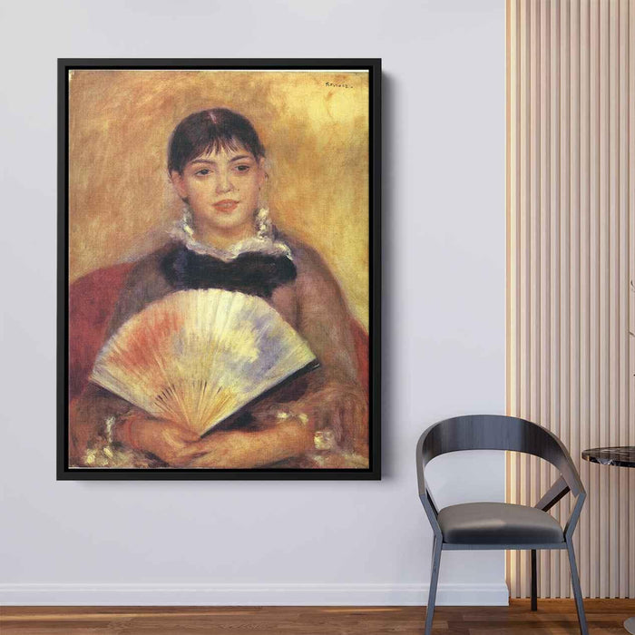 Girl with a Fan ( Alphonsine Fournaise) (1880) by Pierre-Auguste Renoir - Canvas Artwork