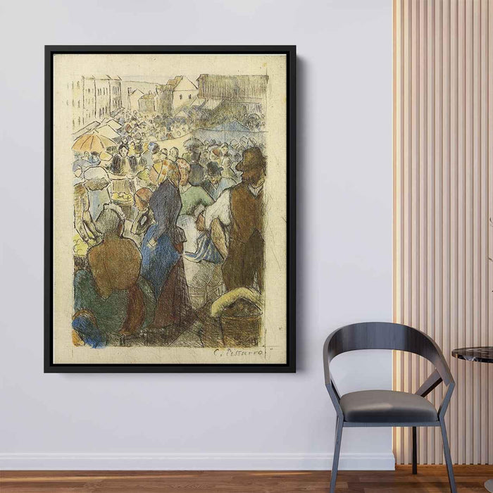Market at Gisors, Rue Cappeville by Camille Pissarro - Canvas Artwork
