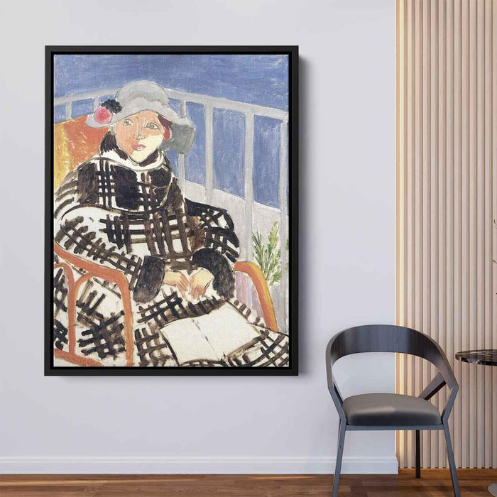 Mlle Matisse in a Scotch Plaid Coat (1918) by Henri Matisse - Canvas Artwork