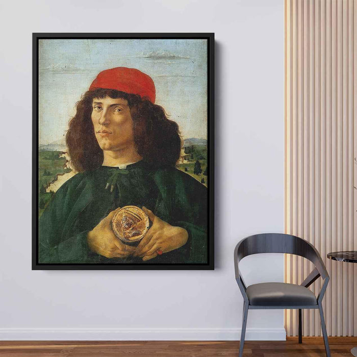 Portrait of a Man with the Medal of Cosimo (1474) by Sandro Botticelli - Canvas Artwork