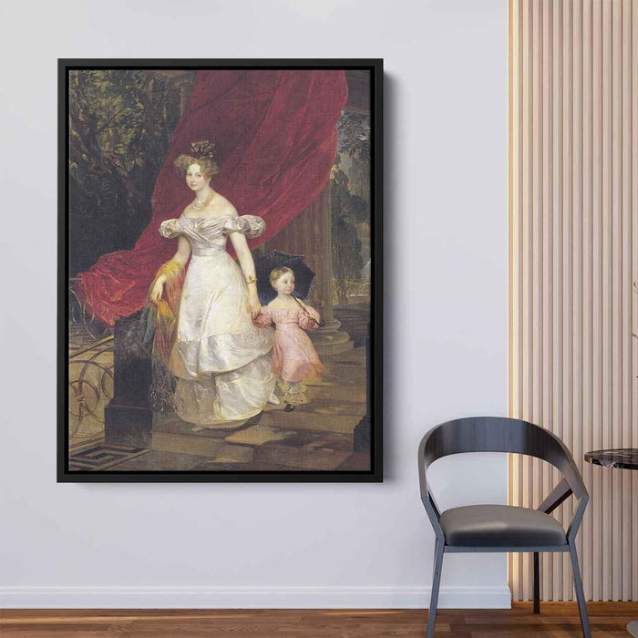 Portrait of Grand Duchess Elena Pavlovna and Her Daughter Maria (1830) by Karl Bryullov - Canvas Artwork