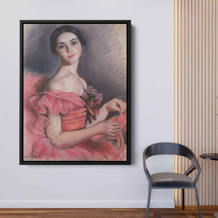 Portrait of Yekaterina Heidenreich in Red (1923) by Zinaida Serebriakova - Canvas Artwork