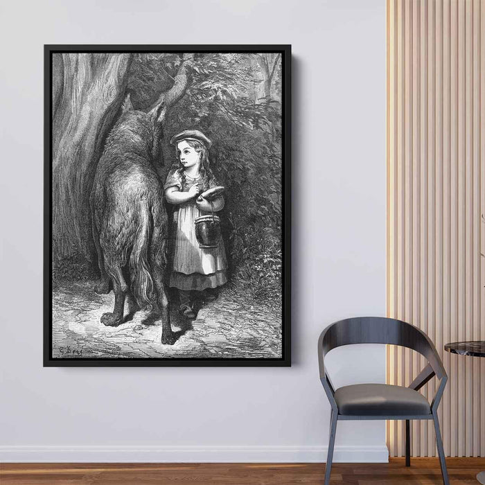 Red Riding Hood meets old Father Wolf by Gustave Dore - Canvas Artwork