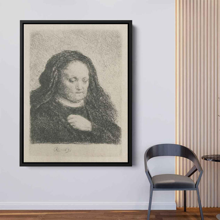 Rembrandt`s Mother in a Black Dress, as Small Upright Print by Rembrandt - Canvas Artwork