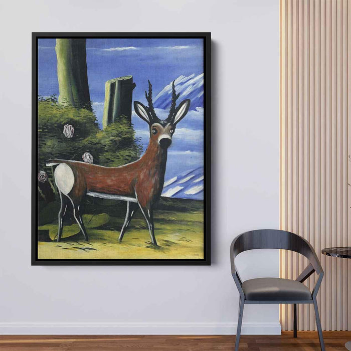 Roe deer with a Landscape in the Background (1913) by Niko Pirosmani - Canvas Artwork