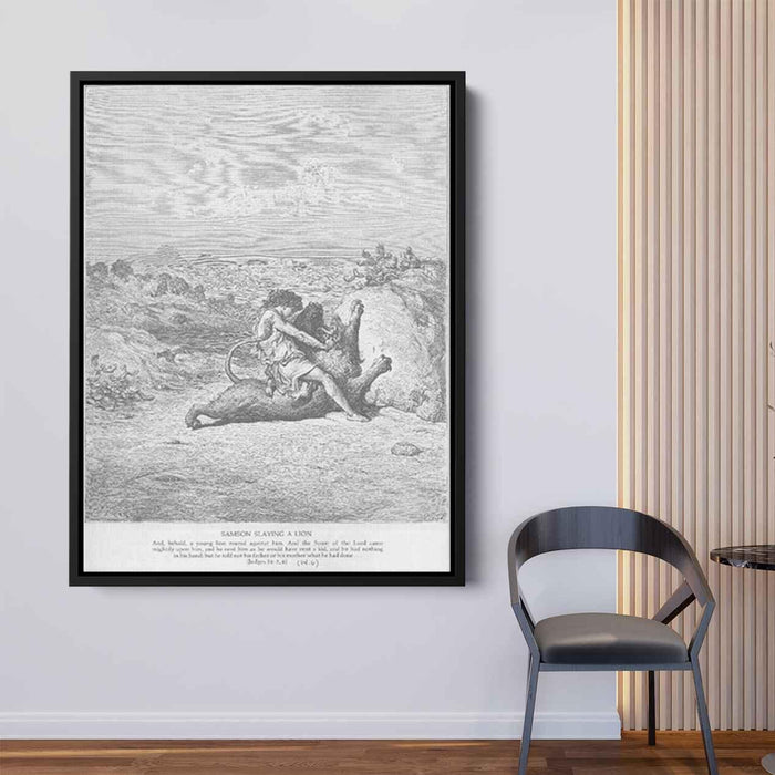 Samson Slays a Lion by Gustave Dore - Canvas Artwork