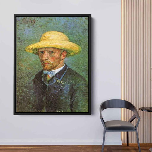 Self-Portrait with Straw Hat (1887) by Vincent van Gogh - Canvas Artwork