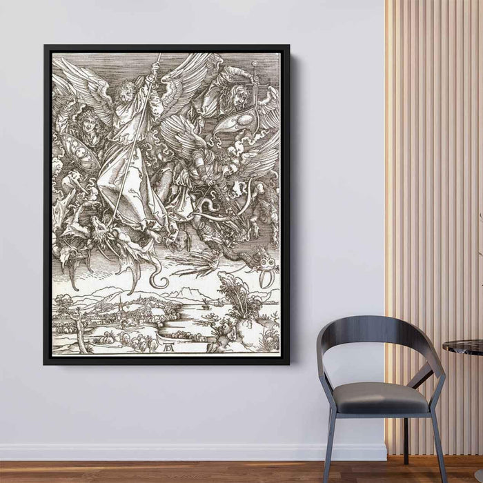 St. Michael and the Dragon, from a Latin edition by Albrecht Durer - Canvas Artwork