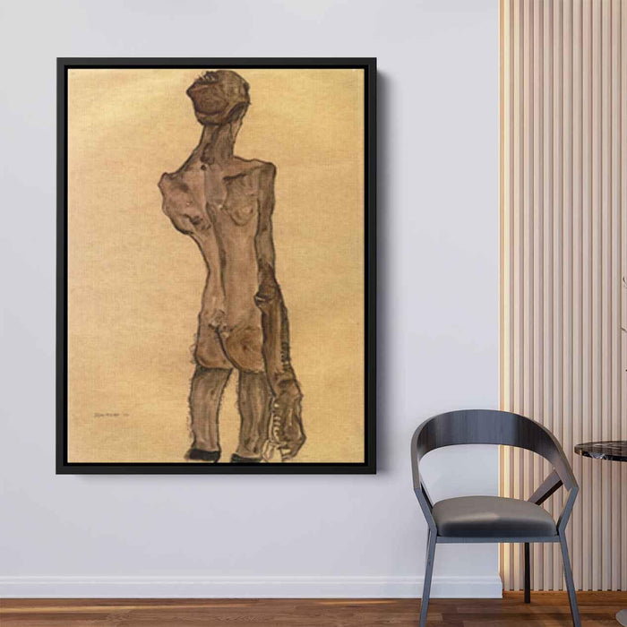 Standing Male Nude, Back View by Egon Schiele - Canvas Artwork