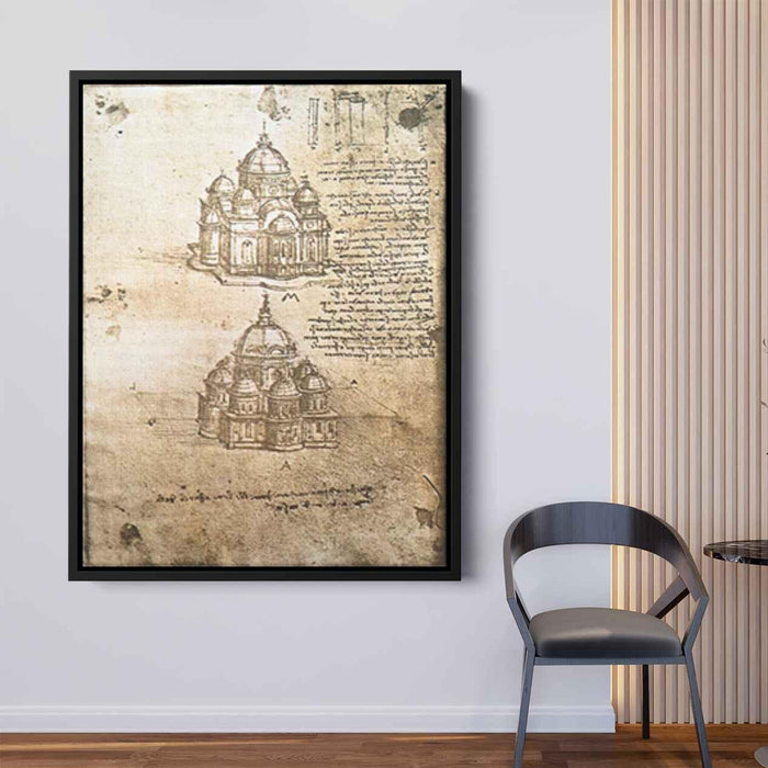 Studies of central plan buildings (1480) by Leonardo da Vinci - Canvas Artwork