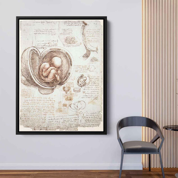 Studies of the foetus in the womb (1513) by Leonardo da Vinci - Canvas Artwork