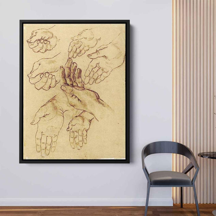 Study Sheet with Seven Hands (1885) by Vincent van Gogh - Canvas Artwork