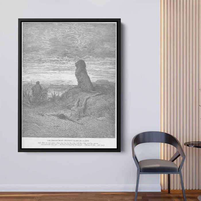 The Disobedient Prophet Is Slain by a Lion by Gustave Dore - Canvas Artwork