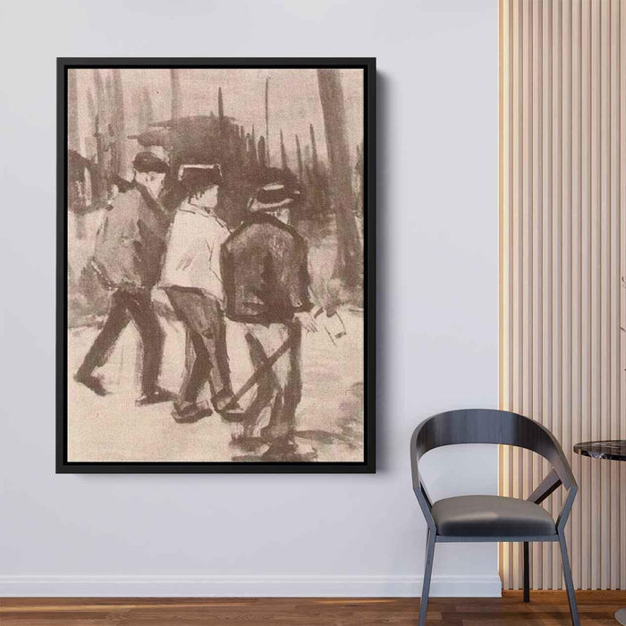 Three Woodcutters Walking (1884) by Vincent van Gogh - Canvas Artwork