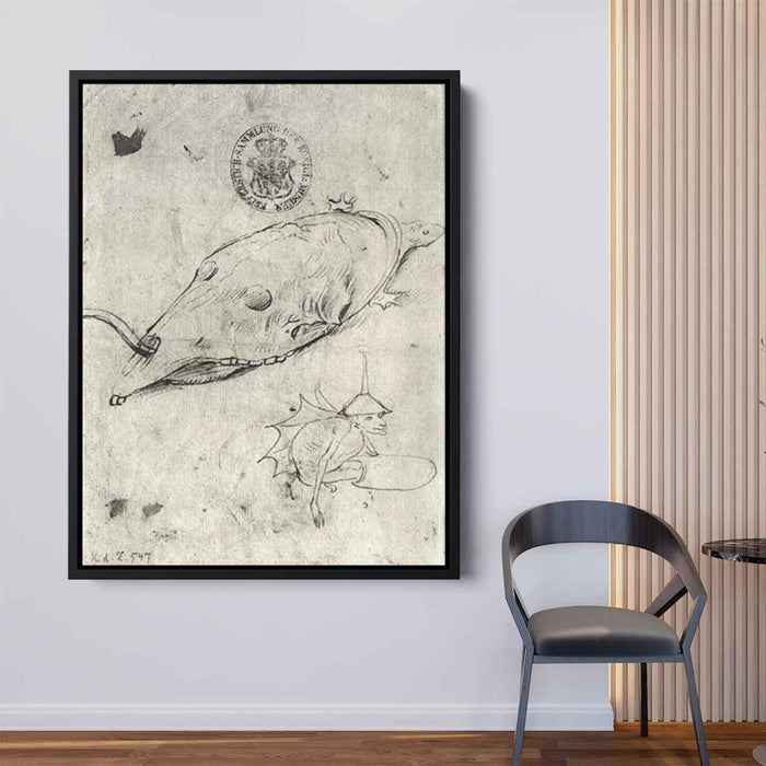Turtle and a winged demon by Hieronymus Bosch - Canvas Artwork