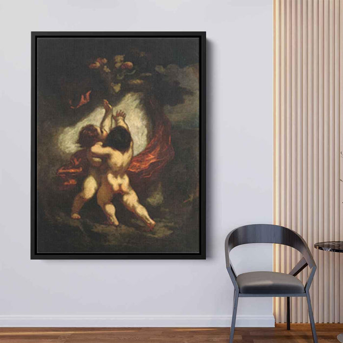 Two Cupids with Red Drapery (1850) by Honore Daumier - Canvas Artwork