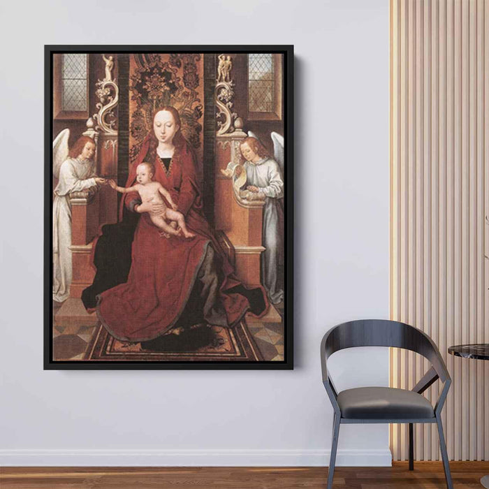 Virgin and Child Enthroned with Two Angels (1490) by Hans Memling - Canvas Artwork