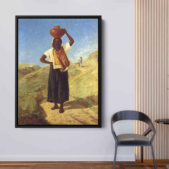 Woman Carrying a Pitcher on Her Head (1855) by Camille Pissarro - Canvas Artwork