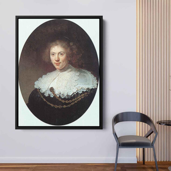 Woman Wearing a Gold Chain (1634) by Rembrandt - Canvas Artwork