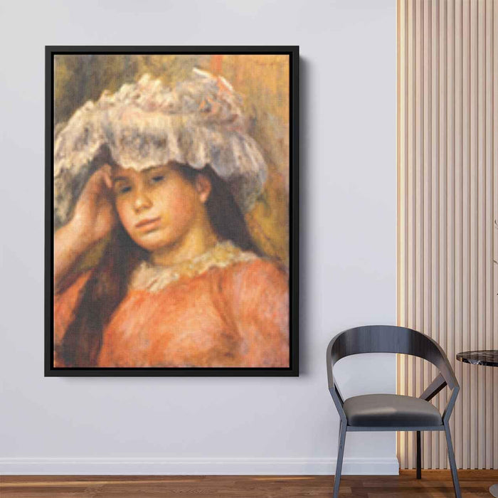 Young Woman Wearing a Hat (1894) by Pierre-Auguste Renoir - Canvas Artwork