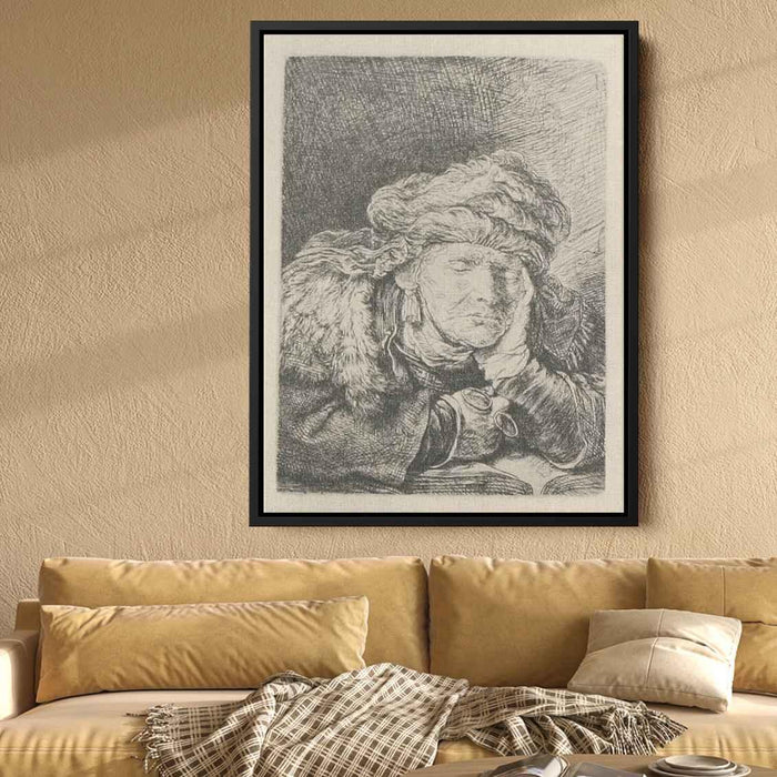An Old Woman, Sleeping by Rembrandt - Canvas Artwork