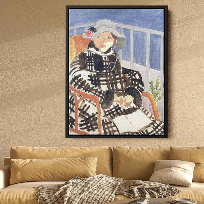 Mlle Matisse in a Scotch Plaid Coat (1918) by Henri Matisse - Canvas Artwork