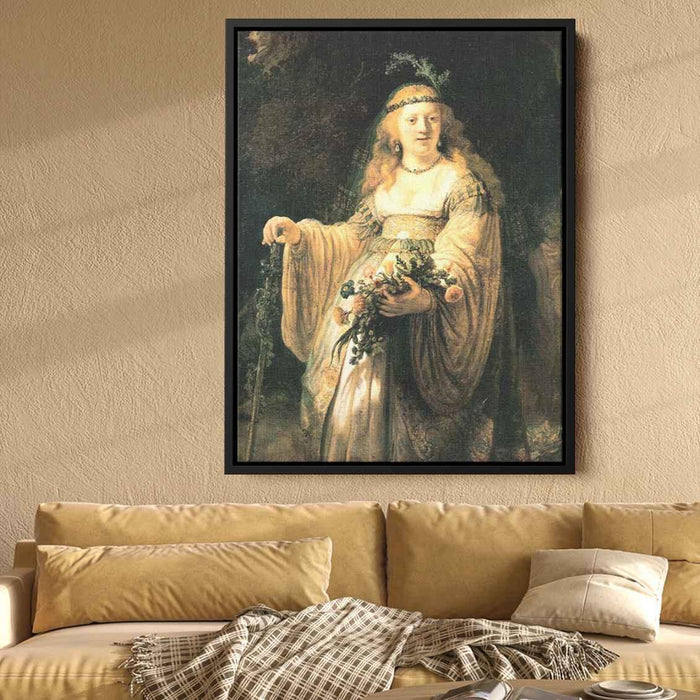 Saskia van Uylenburgh in Arcadian Costume (1635) by Rembrandt - Canvas Artwork